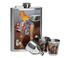 Premier Housewares Flachmann, Anker Design, Edelstahl, blaues beschichted, 6oz