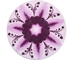Grund Badteppich 100% Polyacryl, ultra soft, rutschfest, ÖKO-TEX-zertifiziert, 5 Jahre Garantie, GESCHENK DER ZÄRTLICHKEIT, Badematte 80 cm rund, lila