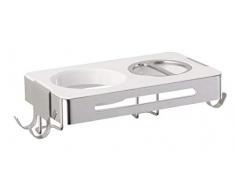 WENKO 22775100 Haartrockner- und Glätteisenhalter Premium Plus, Haartrocknerhalter, Fönhalter, Edelstahl rostfrei, 27 x 8.5 x 15 cm, Glänzend