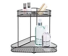 iDesign Vienna Eckregal, praktischer Korb aus Metall mit zwei Etagen zur Kosmetikaufbewahrung oder für Shampooflaschen, mattschwarz