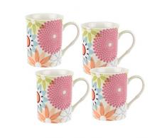 Portmeirion Home & Gifts Set mit 4 Tassen, Porzellan, Mehrfarbig, 8.5 x 12 x 10.5 cm