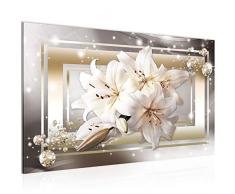 Bilder Blumen Lilie Wandbild 70 x 40 cm Vlies - Leinwand Bild XXL Format Wandbilder Wohnzimmer Wohnung Deko Kunstdrucke Braun 1 Teilig - MADE IN GERMANY - Fertig zum Aufhängen 021714a