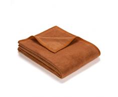 Ibena Porto Kuscheldecke 150x200 cm - Wolldecke orange einfarbig, pflegeleichte Baumwollmischung, kuschelig weich und angenehm warm