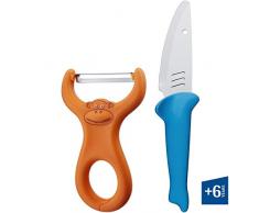 WMF Willy Mia Fred Kinderkoch-Set, 2-teilig, Messer, Schäler, ab 6 Jahren, Edelstahl, Kunststoff, spülmaschinengeeignet