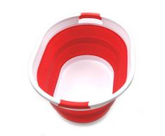 SAMMART Faltbarer Wäschekorb aus Kunststoff - Ovale Wanne/Korb - Faltbarer Aufbewahrungsbehälter/Organizer - Tragbarer Waschtrog - Platzsparender Wäschekorb (Rot)