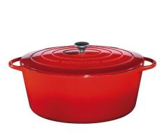 Küchenprofi Provence Gusseisen Bräter, Gusseisen Topf, Oval 40 cm, rot