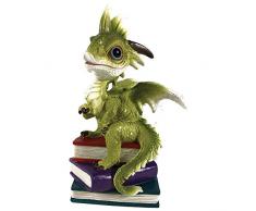 Nemesis Now Green Dragon with Books Figurine Once Upon A Time Dekofigur Grüner Drache mit Büchern, Polyresin, Einheitsgröße