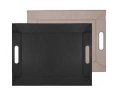 FREEFORM DUO - 2in1 wendbares Tablett & Tischset, schwarz/taupe, Kunstleder, Maße: 45 x 35 cm
