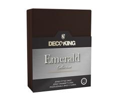 DecoKing 18255 Wasserbett Spannbettlaken 100x200 - 120x200 cm Jersey Baumwolle Spannbetttuch Emerald Collection, schoko