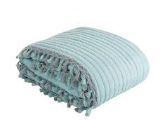 Eurofirany Schöne Tagesdecke Steppdecke 170x210 220x240 Kendal Grau Blau Mint Fransen Überwurf (Minze, 170 cm x 210 cm), Kunststoff