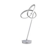 LED Tischleuchte 1-Flammig 13 Watt Sockel Rund Mit Schalter In Blattsilberoptik