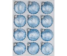 12 TLG. Glas-Weihnachtskugeln Set in Ice Blau Silber Regen- Christbaumkugeln - Weihnachtsschmuck-Christbaumschmuck
