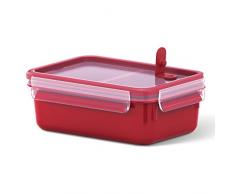 Emsa Mikrowellendose, Lunchbox, Mit EinsÃ¤tzen, 1,0 Liter, Rot/Transparent, Clip und Micro, 517774