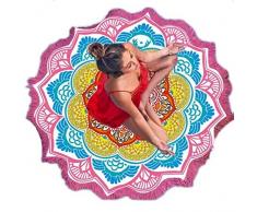 Große runde Tapisserie Lotusblüte Mandala Strandtuch und Decke Tischdecke Fransen Quasten Stranddecke Yogamatte rose