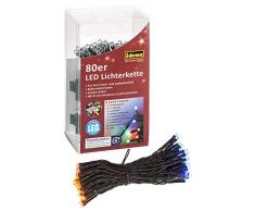 Idena 30117 LED Lichterkette mit 80 LED in bunt und 8 Lichtfunktionen, mit 6 Stunden Timer Funktion, Batterie betrieben, für Partys, Weihnachten, Deko, Hochzeit, als Stimmungslicht, ca. 6,5 m