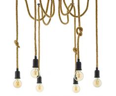 EGLO Pendellampe Rampside, 6 flammige Vintage Pendelleuchte im Industrial Design, Hängelampe aus Stahl, Fassung: E27, Farbe: schwarz, braun