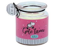 Die Geschenkewelt Sheepworld 46460 Gute Laune, Glas, Wachs, Höhe 9 cm, mit Geschenk-Anhänger Kerze