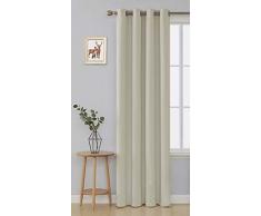 Deconovo Ösenvorhang Vorhang Verdunkelung Gardinen Blickdicht Verdunklungsvorhänge Schlafzimmer, Polyester, Creme, 175x140