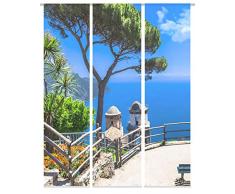 Home Fashion Schiebevorhang Digitaldruck 3er Set, Stoff, blau, 245 x 60 x 0.2 cm, 3-Einheiten