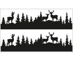 Rayher 60963000 Abziehmotive Waldesruh, schwarz, hauchdünn, 2 Bögen 10 x 17 cm, Tattoo, Aufkleber, Abziehbild, Wasserschiebebild, für glatte Oberflächen, Glas, Kunststoff, Keramik, Metall, Spiegel