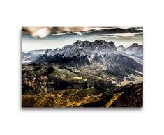 Calvendo Premium Textil-Leinwand 75 cm x 50 cm quer, Zugspitze | Wandbild, Bild auf Keilrahmen, Fertigbild auf echter Leinwand, Leinwanddruck: Der herbstliche Berg, die Zugspitze Natur Natur