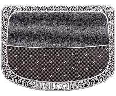 CarFashion 257194 PUR|TwinClean – Fussmatte, Türmatte, Fußabtreter, Schmutzfangmatte, Sauberlaufmatte, Eingangsmatte für Innen und Aussen, Silber-Metallic Oberfläche, Größe ca. 75 x 57 cm
