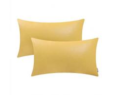 Brawarm Cozy Throw Kissenbezüge für Couch Sofa Bett Solide Kunstleder Weiche Dicke Kissenbezüge für Home Dekoration 2 Stück Modern 12 X 20 Inches - 2 Pcs Primrose Yellow