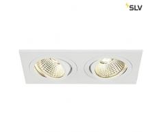 SLV LED Deckeneinbaustrahler NEW TRIA 155 I eckig, double, 3000K, CS, Clipfeder, weiß, Einbauleuchte, Deckenstrahler, schwenkbare Deckeneinbauleuchte, Indoor