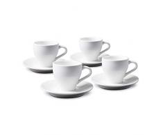 WM Bartleet & Sons 1750 TSET88 Traditionelles Set aus 4 Espressotassen und Untertassen aus Porzellan, 80 ml, Weiß