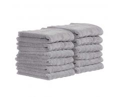 iDesign 12er-Set kleine Handtücher, Waschlappen mit Streifenstruktur aus Baumwolle, weiches Handtuch Set zum Gesicht- und Händewaschen oder für Dusche und Badewanne, grau