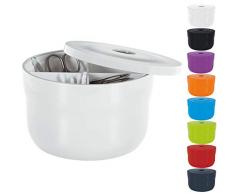 Spirella Kosmetikorganizer Cocco mit Individuell Verstellbaren Fächern Aufbewahrungsbox für Make up und Schmuck 15x9cm mit Deckel Weiß