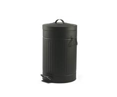 Galileo Abfalleimer schwarz satiniert mit Pedal, Metall, schwarz, Maße: Ø 25 x H 39 cm; Fassungsvermögen: 12 l