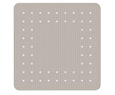 Wenko Duscheinlage Mirasol Taupe Antirutsch-Duschmatte mit Saugnäpfen, Naturkautschuk, Braun, 54 x 54 x 0.1 cm