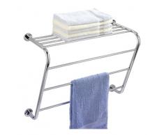 WENKO 17813100 Power-Loc Wandregal Elegance - Befestigen ohne bohren, Ablage, 3 Handtuchstangen, Zinkdruckguss, 52.5 x 42.5 x 22.5 cm, Chrom