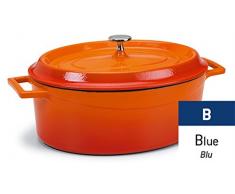 Pentole Agnelli Slowcook Kasserolle oval mit 2 Griffen, aus Gusseisen 0.4 litri blau