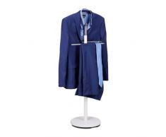 Relaxdays Herrendiener, Kleiderständer aus Holz und Metall, Kleiderbutler freistehend, HBT: ca 114 x 46 x 30 cm, weiß