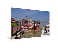 Calvendo Premium Textil-Leinwand 120 cm x 80 cm Quer, Hafen Ditzum | Wandbild, Bild auf Keilrahmen, Fertigbild auf Echter Leinwand, Leinwanddruck Orte Orte