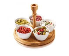 BOSKA Chip und Dip Tablett, Holz, braun/weiß, 26.5 x 26.5 x 12.5 cm