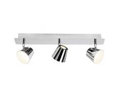 Brilliant Torsion LED Spotbalken 3 flg Deckenstrahler schwenkbar Lichtauslass zweiseitig chrom 1950 Lumen, LED integriert
