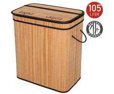 Tatkraft Wäschekorb, Bambus, Beige, 105 l
