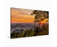 Premium Textil-Leinwand 90 cm x 60 cm quer Sonnenuntergang Ã¼ber Marburg | Wandbild, Bild auf Keilrahmen, Fertigbild auf echter Leinwand, Leinwanddruck