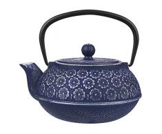 Juvale Teekanne aus Gusseisen mit herausnehmbarem Teesieb im japanischen Stil, Tetsubin-Teekessel 1 l, blau.