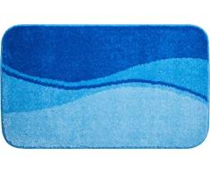 Linea Due Badteppich 100% Polyacryl, ultra soft, rutschfest, ÖKO-TEX-zertifiziert, 5 Jahre Garantie, FLASH, Badematte 60x100 cm, blau