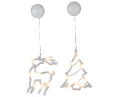 LED-Fenstersilhouetten im 2er Set Baum und Rentier Material: Kunststoff, je 8 warm white LED ca. 19 x 16 cm, Batterie, mit Saugnapf