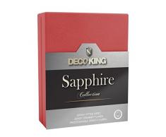 DecoKing Jersey Spannbettlaken 120x200-140x200 cm rot 100% Baumwolle Wasserbett Boxspringbett Spannbetttuch Bettlaken Betttuch Sapphire Collection