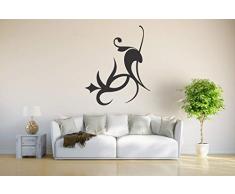 INDIGOS 4052166073639 Wandtattoo w442 Pflanze Blume Wandaufkleber, 96 x 79 cm, schwarz