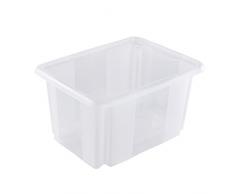 keeeper Aufbewahrungsbox mit Dreh-/Stapelsystem, 38 x 28,5 x 20,5 cm, 15 l, Emil, Transparent