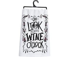Primitives by Kathy LOL Made You Smile Geschirrtuch, Baumwolle, Oh Look, Its Wine Oclock, 28 Square