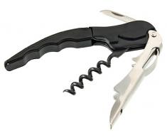 Fackelmann Kellnerkorkenzieher BLACK, Weinöffner für alle Korken, Korkenzieher mit antihaftbeschichteter Spirale (Farbe: Schwarz/Silber), Menge: 1 Stück