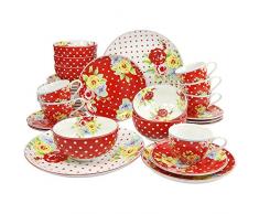 Creatable, 20156, Serie Liz, Geschirrset 30 teilig Kombiservice, Stein, Rot, 56 x 36 x 34 cm, Einheiten